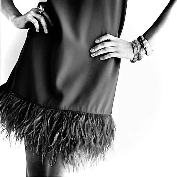 J. CREW COLLECTION $350
BLACK CREPE FEATHER TRIM
SHIFT DRESS - Picture 10 of 11